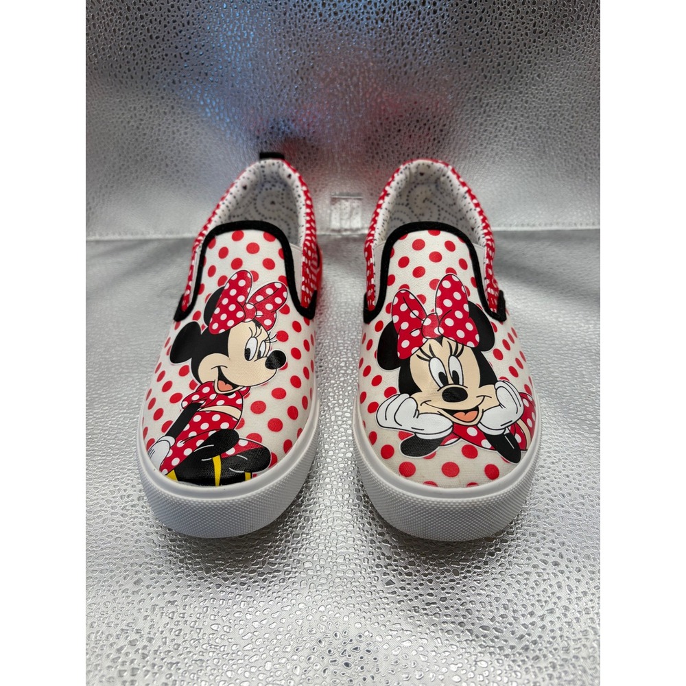 Disney‎ Ground Up Minnie Mouse Polka Dot Slip On Sneakers Kids Size 5 Red White
